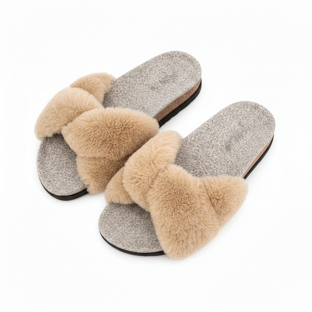 Sandalia pelo beige ladeada